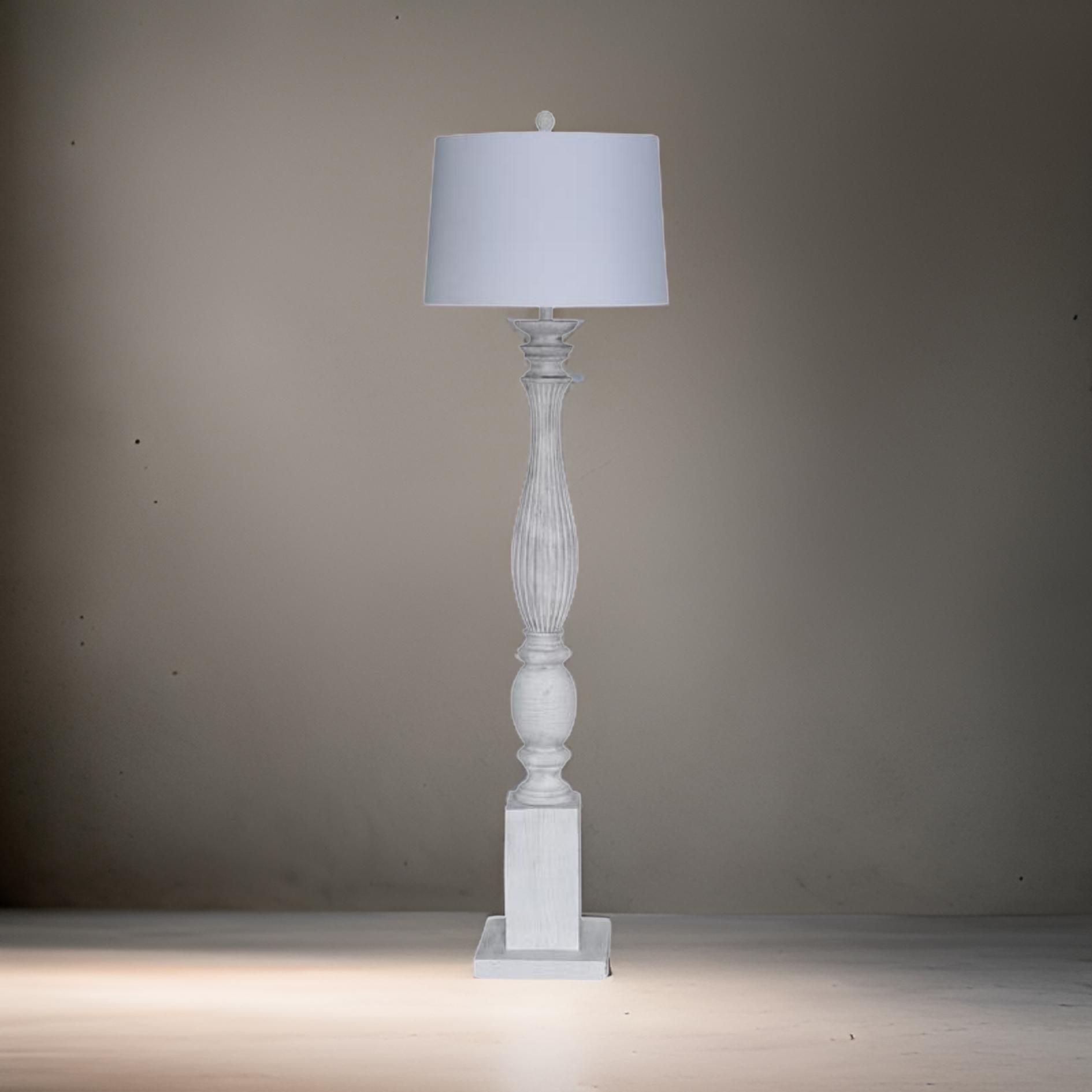 Elmwood - Polyresin Floor Lamp - Distressed White