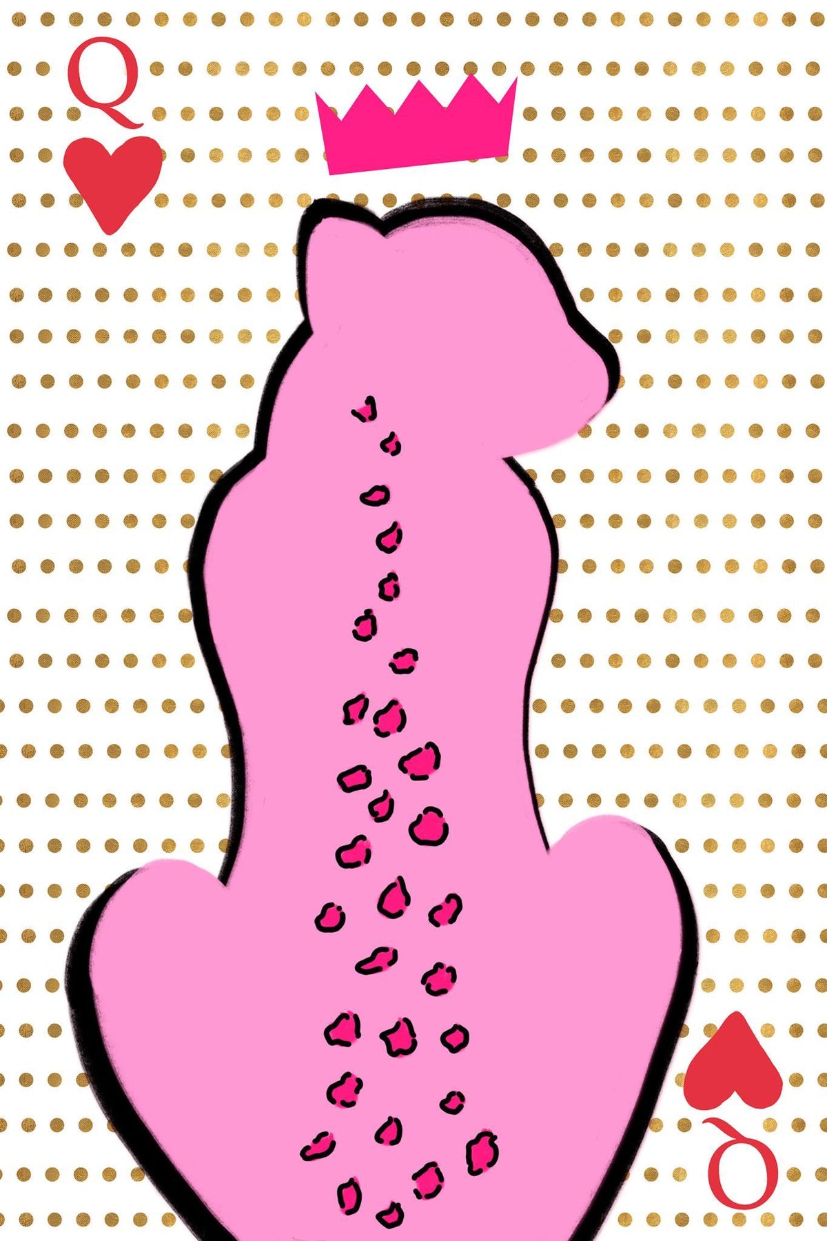 Queen Cheetah Card By Anna Quach (Framed) - Pink