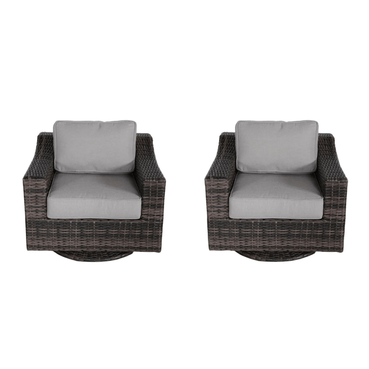 Outdoor Swivel Patio Chair With Cushions (Set of 2) - Brown