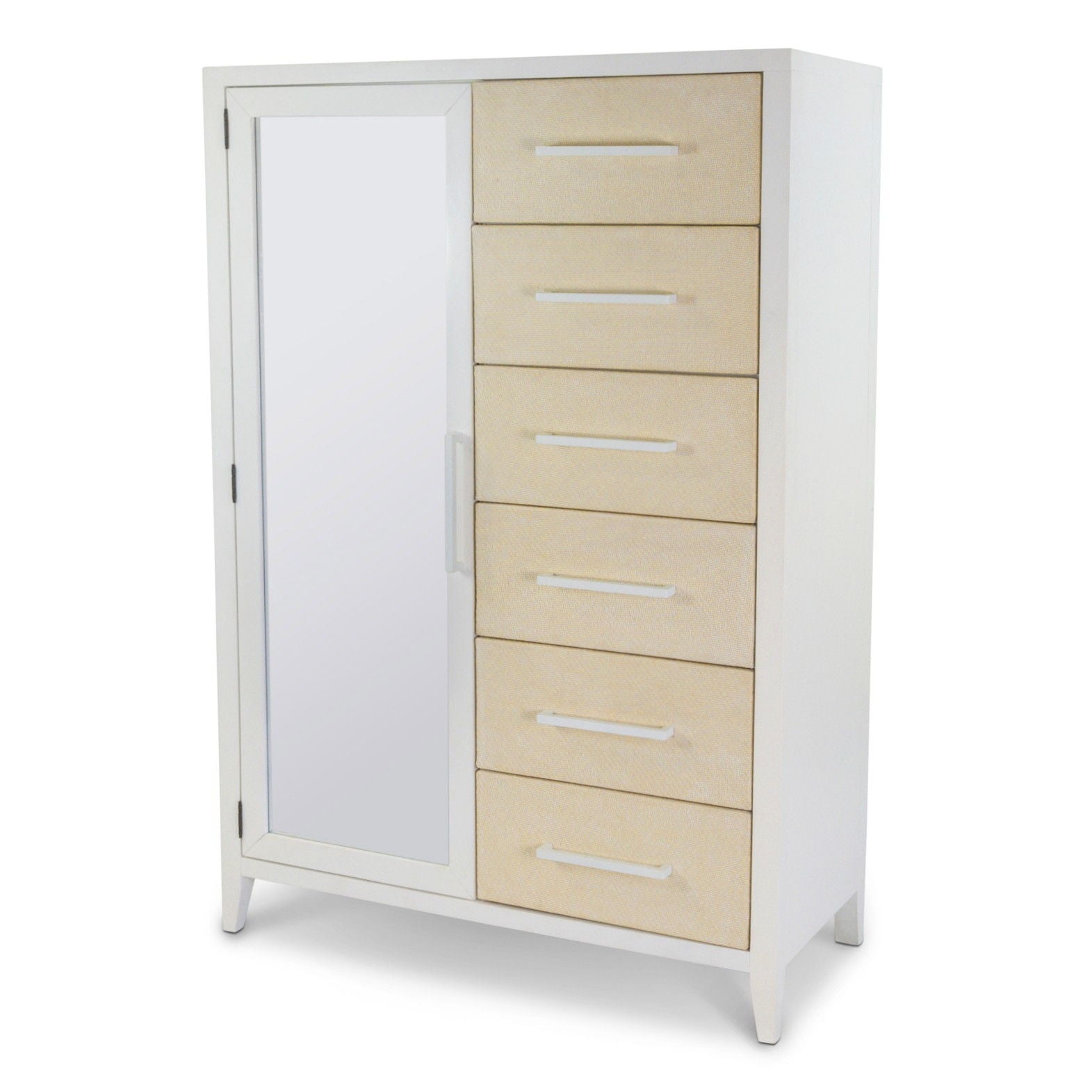 Miramar - Woven Mirrored Door Chest - Sand / Stark White