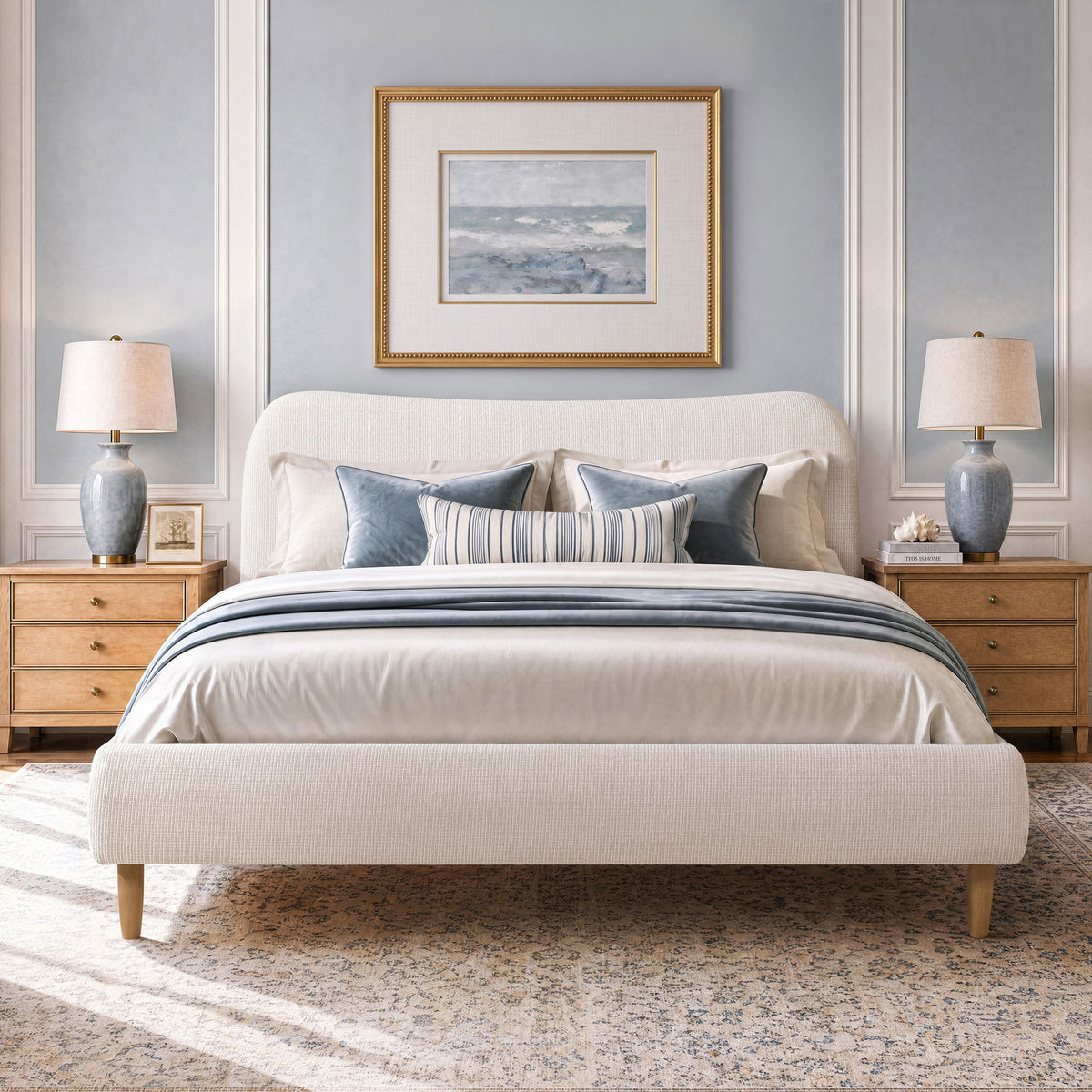 Roman - Curved Headboard Upholstered Platform Bed