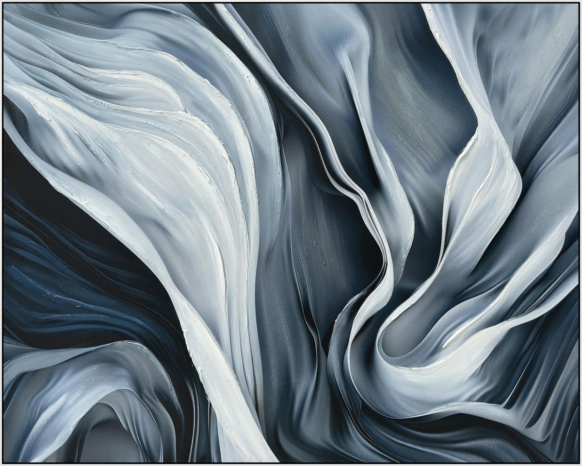 Folds of - Hand-painted Canvas in Frame Dark Gray