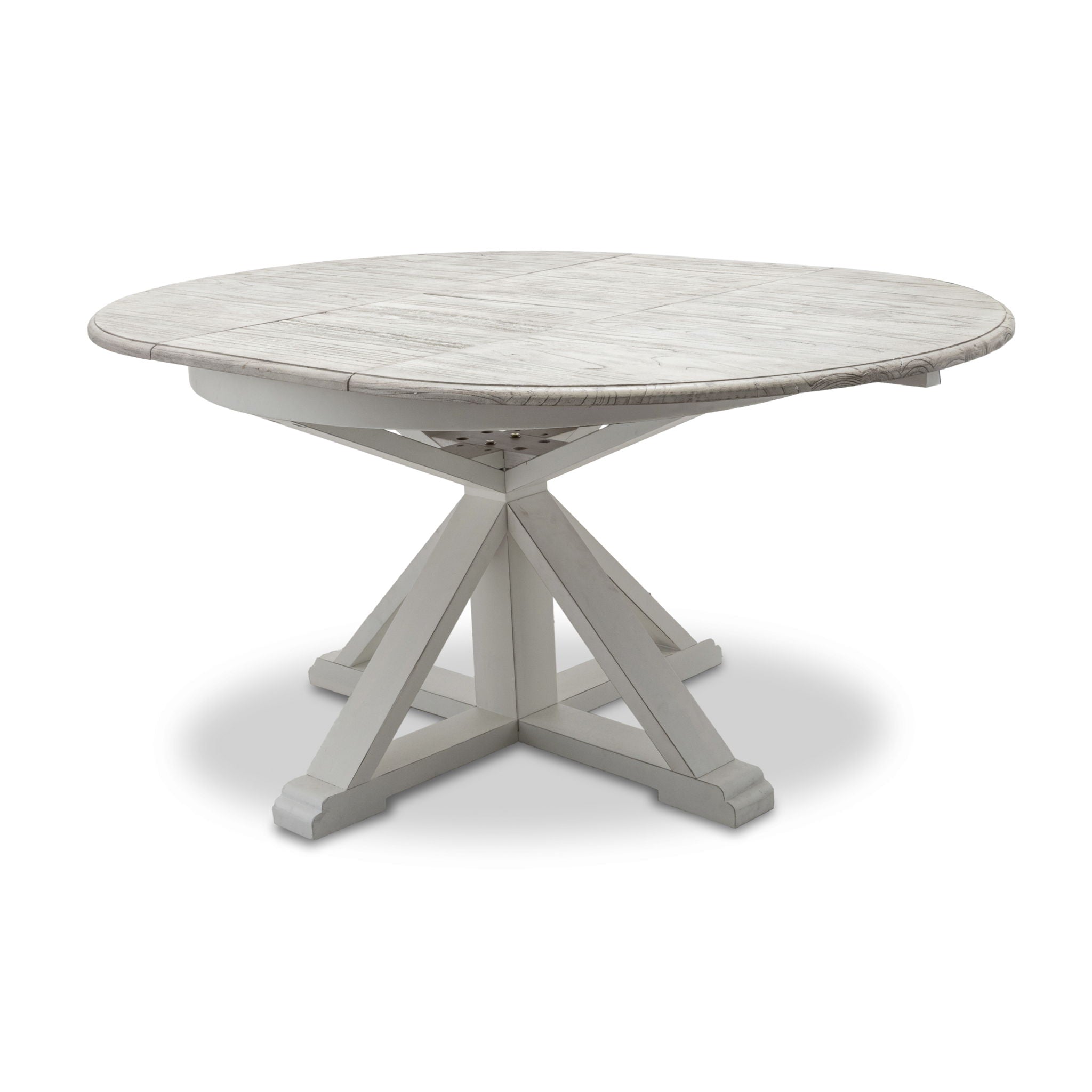 Islamorada - Round Dining Table With 18" Butterfly Leaf Extension - Dapple Gray / Blanc