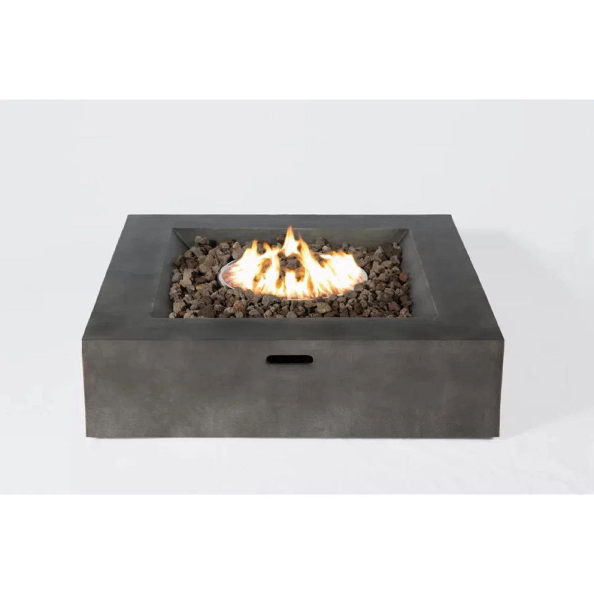 Rattan Wicker Patio Set With Cushions And Concrete Fire Pit