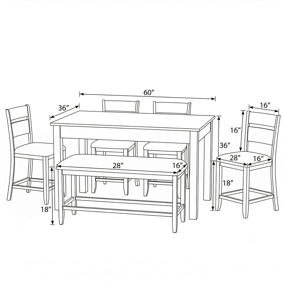 6 Piece Gathering Dining Set