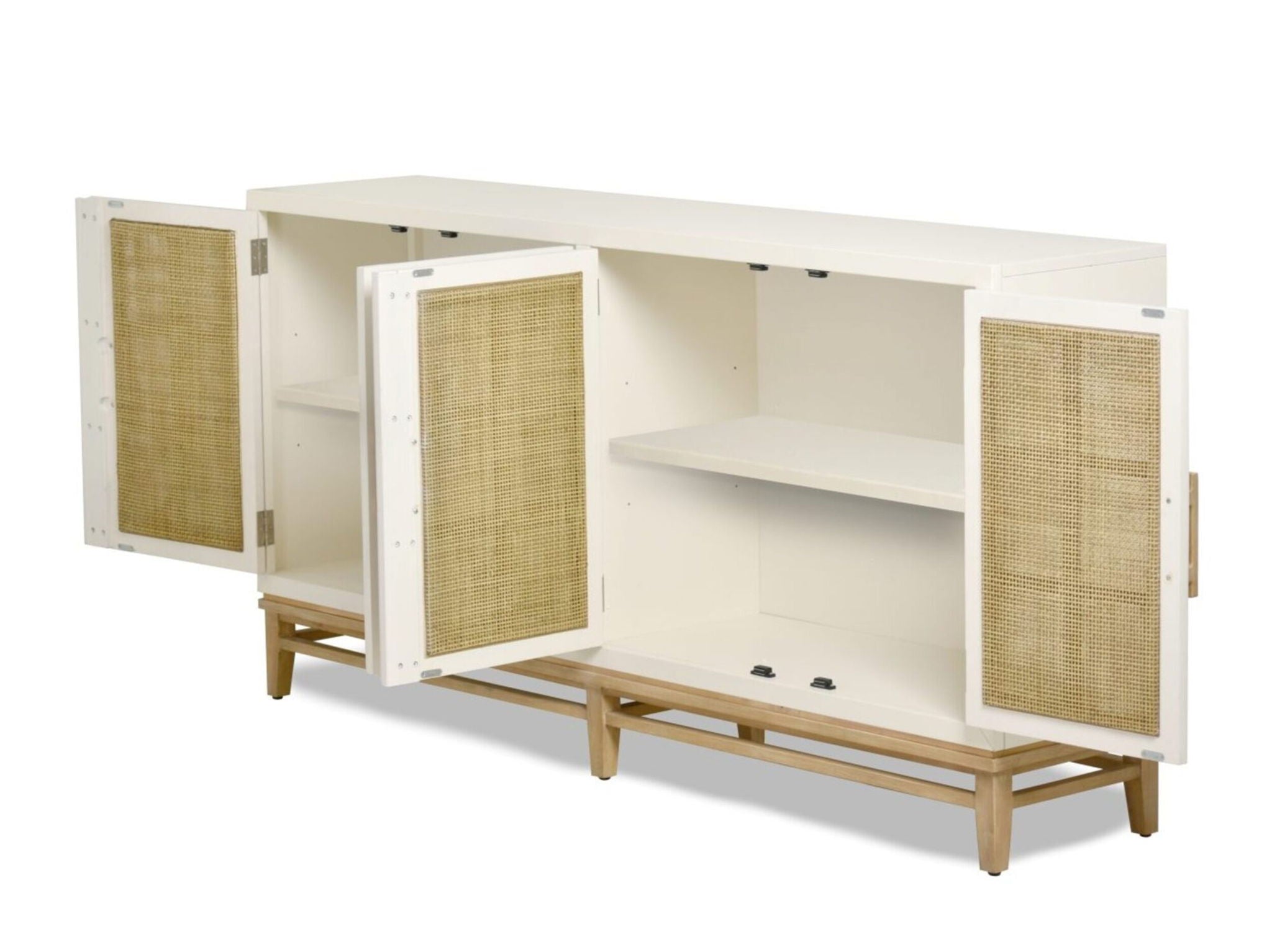 Venice - 4-Door Credenza - White / Natural