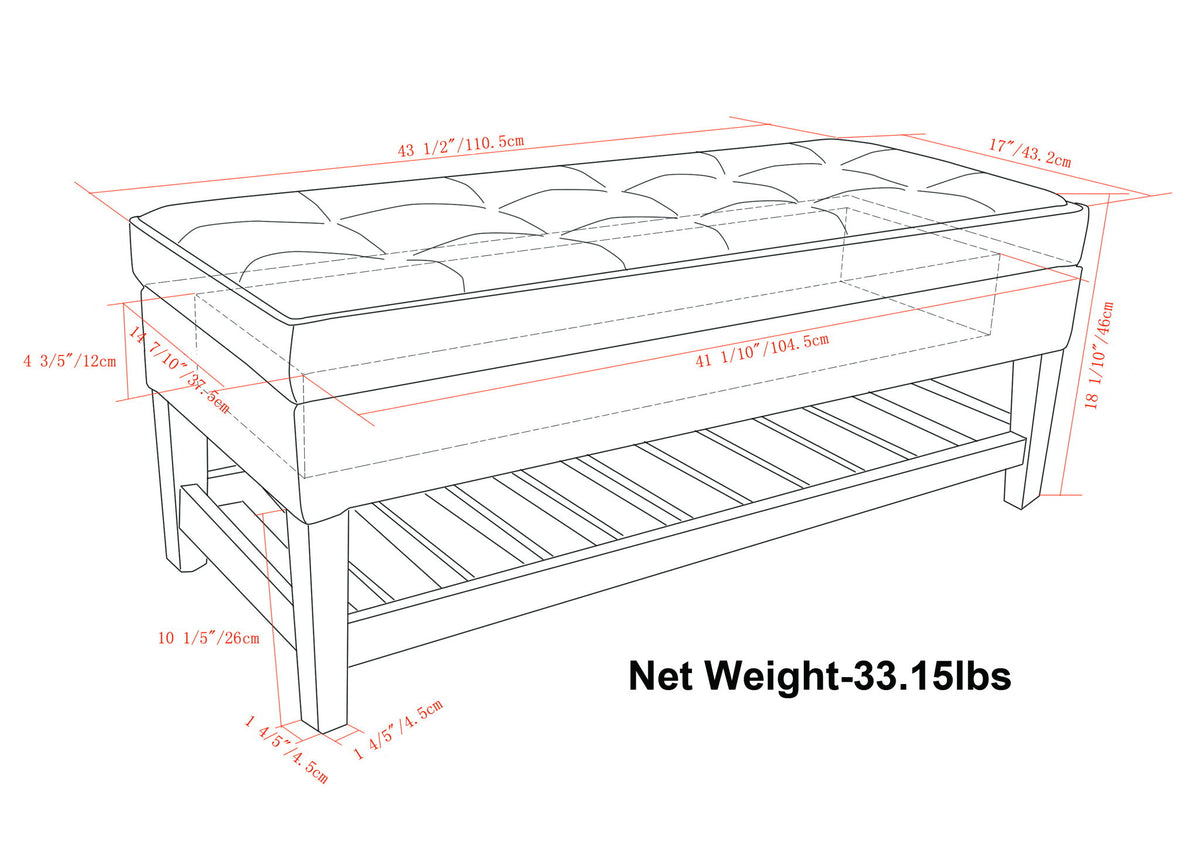 Cosmopolitan - Storage Ottoman Bench With Open Bottom