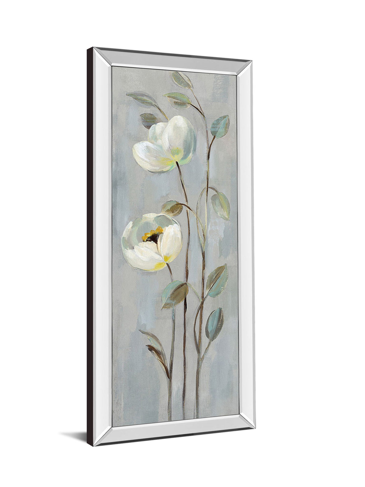 Neutral Branches II On Gray By Silvia Vassileva - Mirrored Frame Wall Art - Light Gray