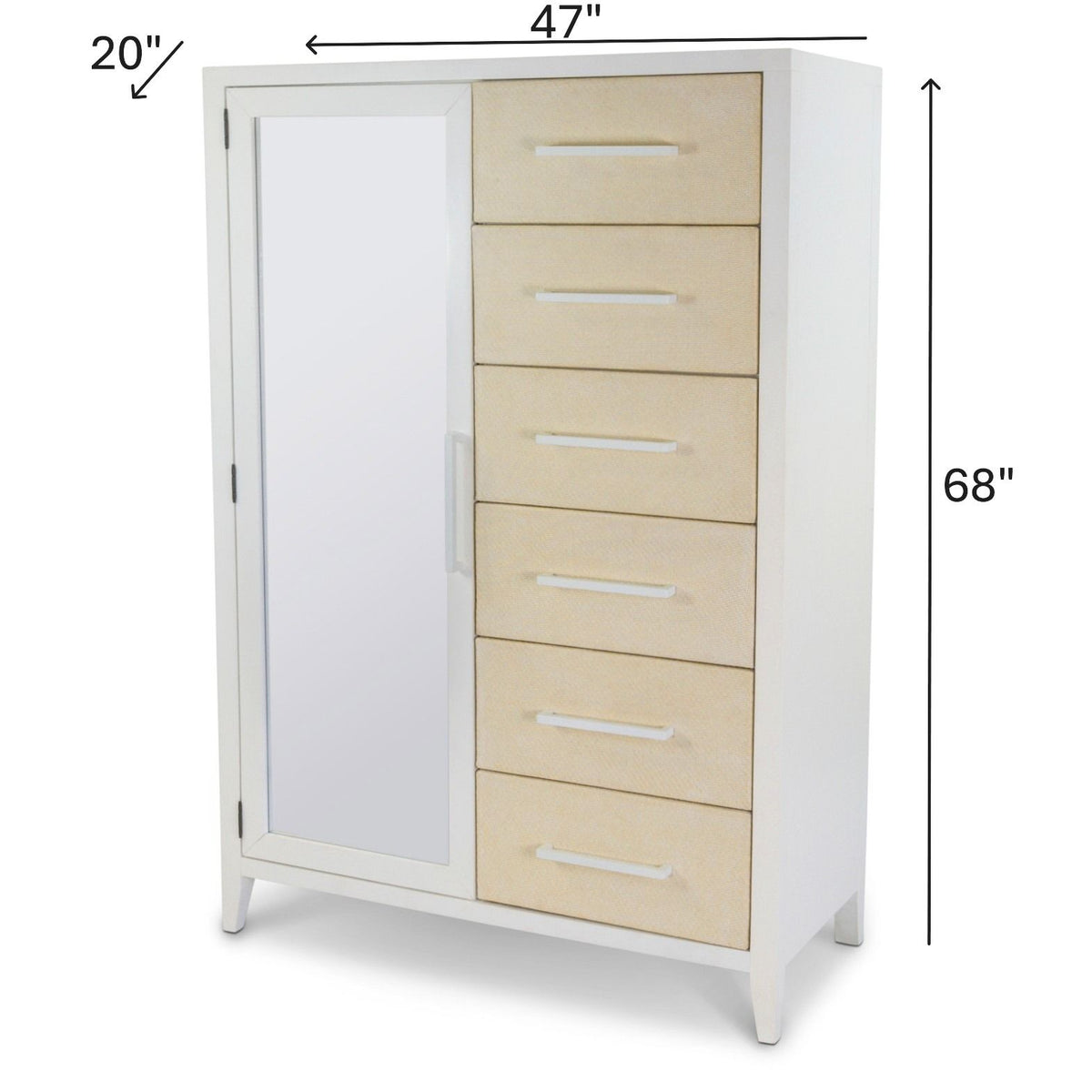 Miramar - Woven Mirrored Door Chest - Sand / Stark White