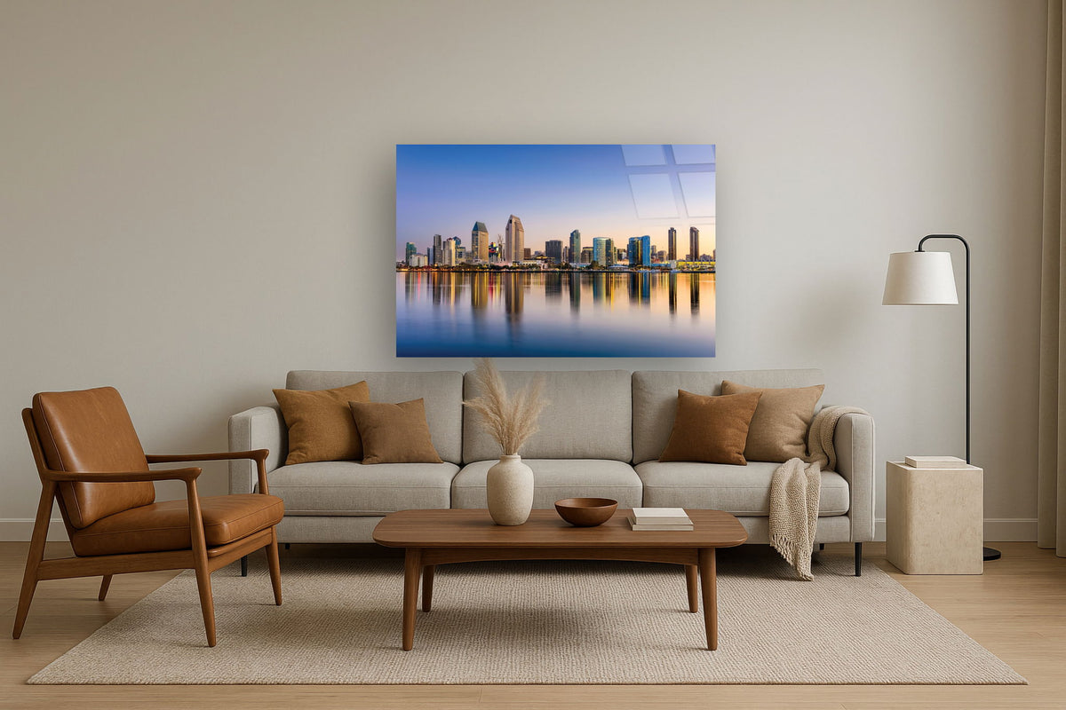 Temp Glass With Foil - San Diego Skyline - Blue