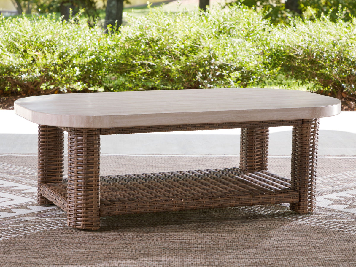 Dolan Creek - Rectangular Cocktail Table - Beige / Brown