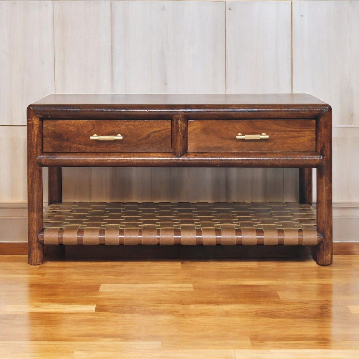 Regency - Woven Console Table With 2 Drawers - Brown