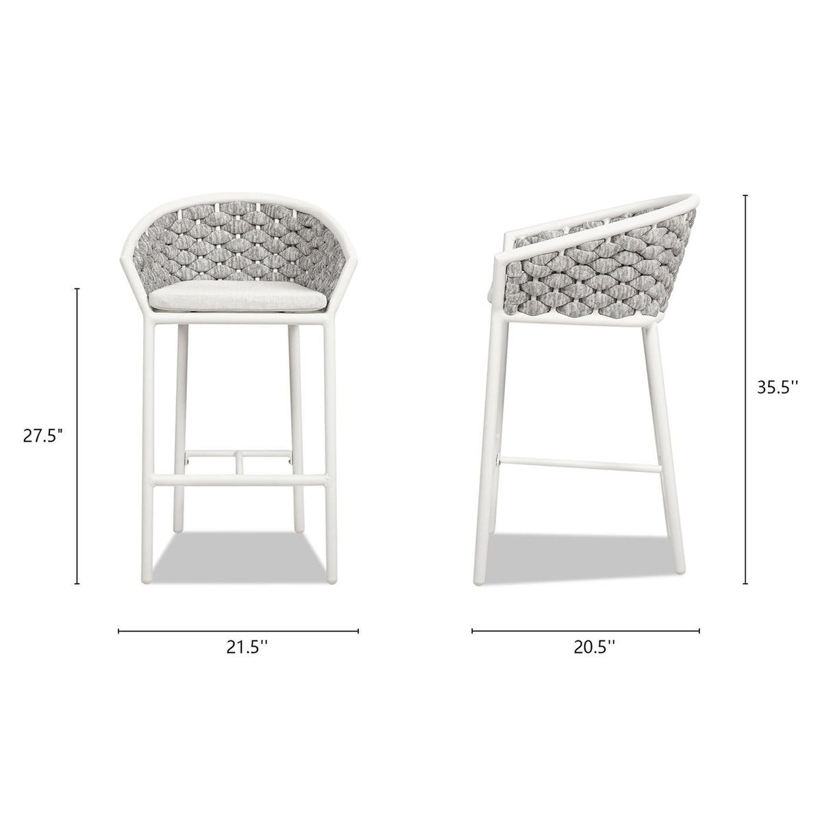 Rowan - Rope Barrel Low Back Patio Counter Stool (Set of 2) - White
