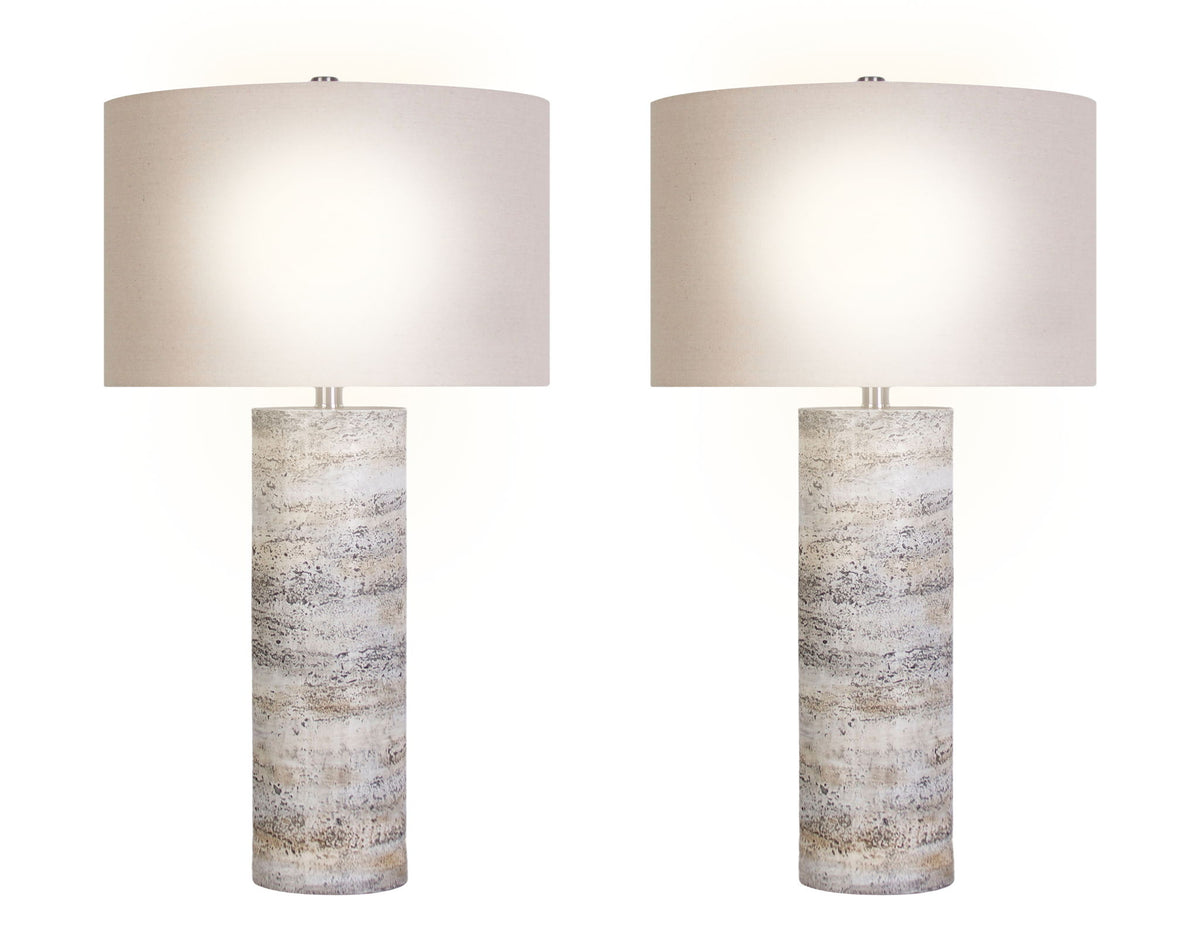 "Stonehaven Glow" Polyresin Table Lamp (Set of 2) - Stone