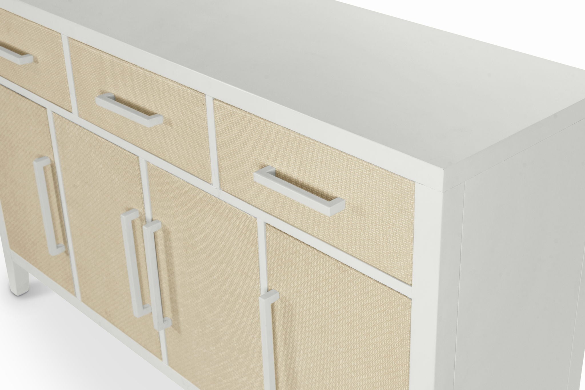 Miramar - 4-Door / 3-Drawer Credenza With Silver Tray - Sand / Stark White