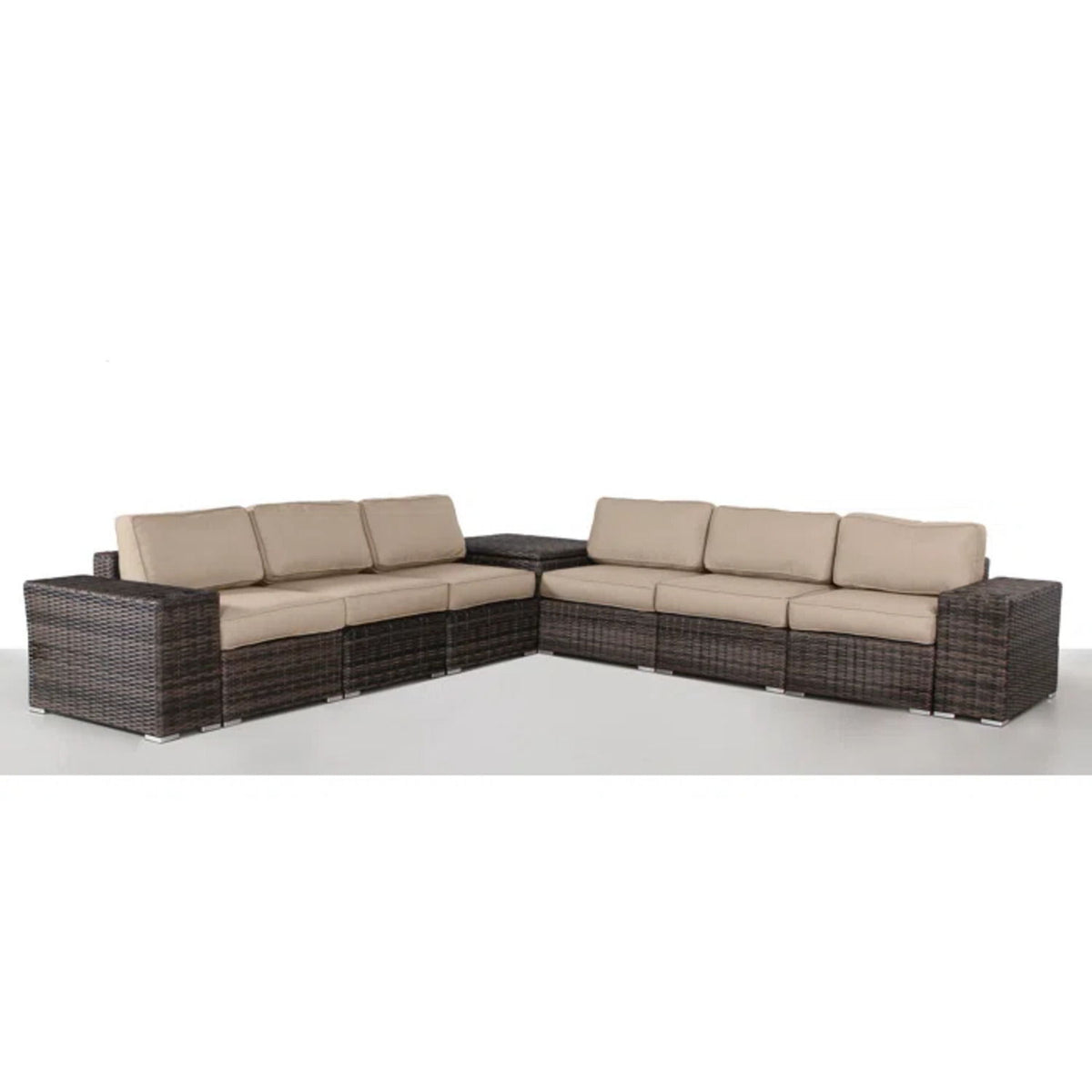Elegant Outdoor Rattan Wicker 6 Person Seating Group With Cushions