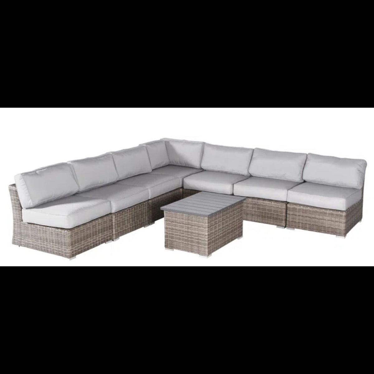 Wicker Sectional Sofa With Cushions And Table