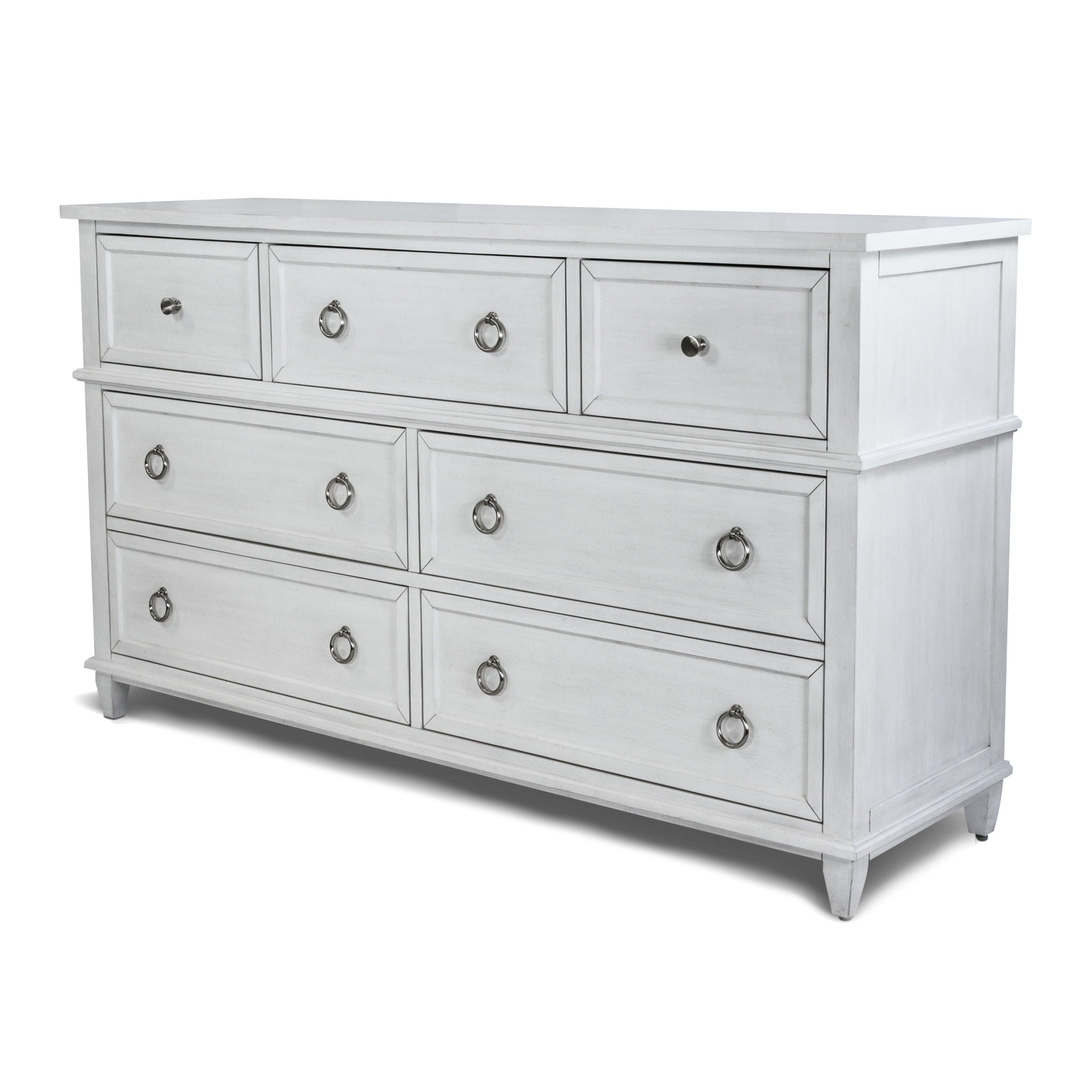Point Breeze - 7 Drawer Dresser - Fresh White With Soft Gray Glaze