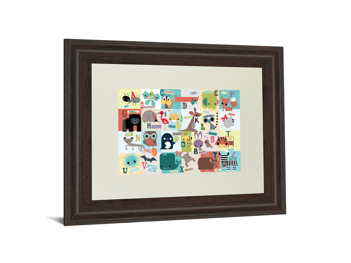 Animal Abc By Julian Phillips - Framed Print Wall Art - Beige