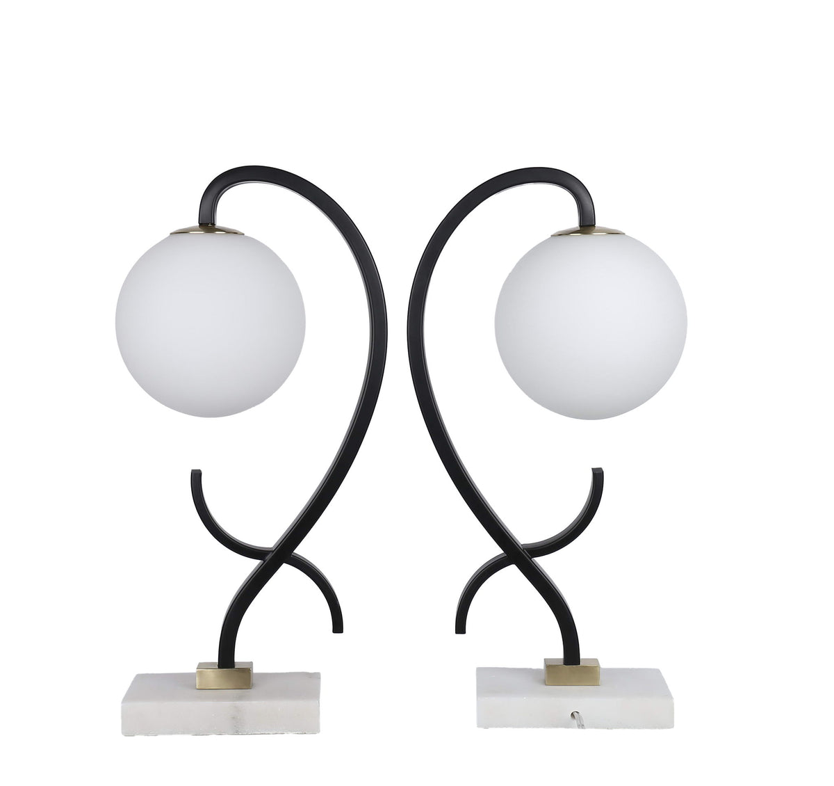 Lunar Loop Metal & Marble Accent Lamp (Set of 2) - Matte Black / White