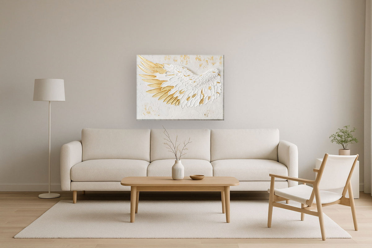 Gilded Uplift - 35" x 47" Framed Wall Art - White