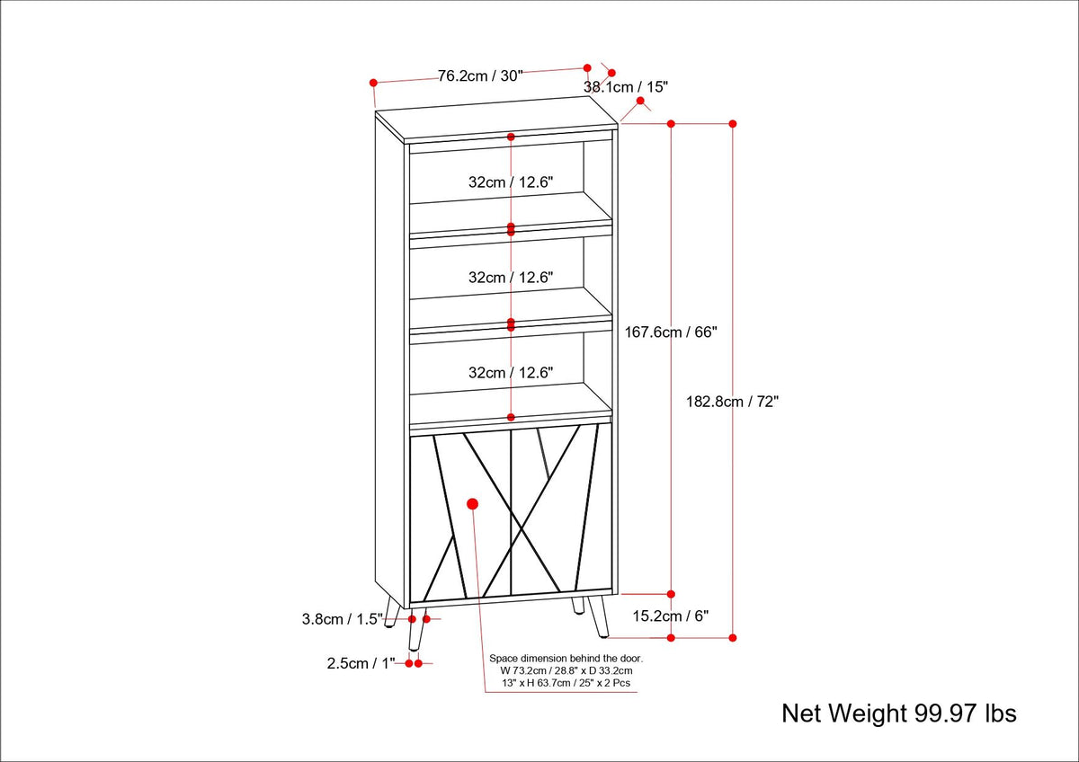 Jager - Bookshelf With Doors - Natural