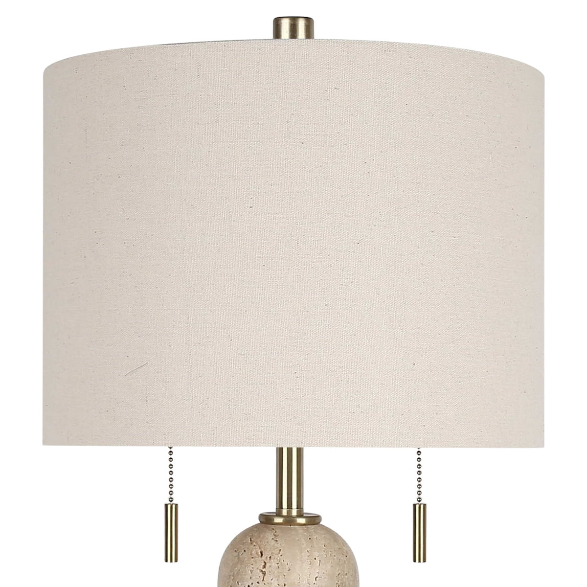 "Travertine Elegance" Travertine Table Lamp (Set of 2) - Travertine / Soft Gold