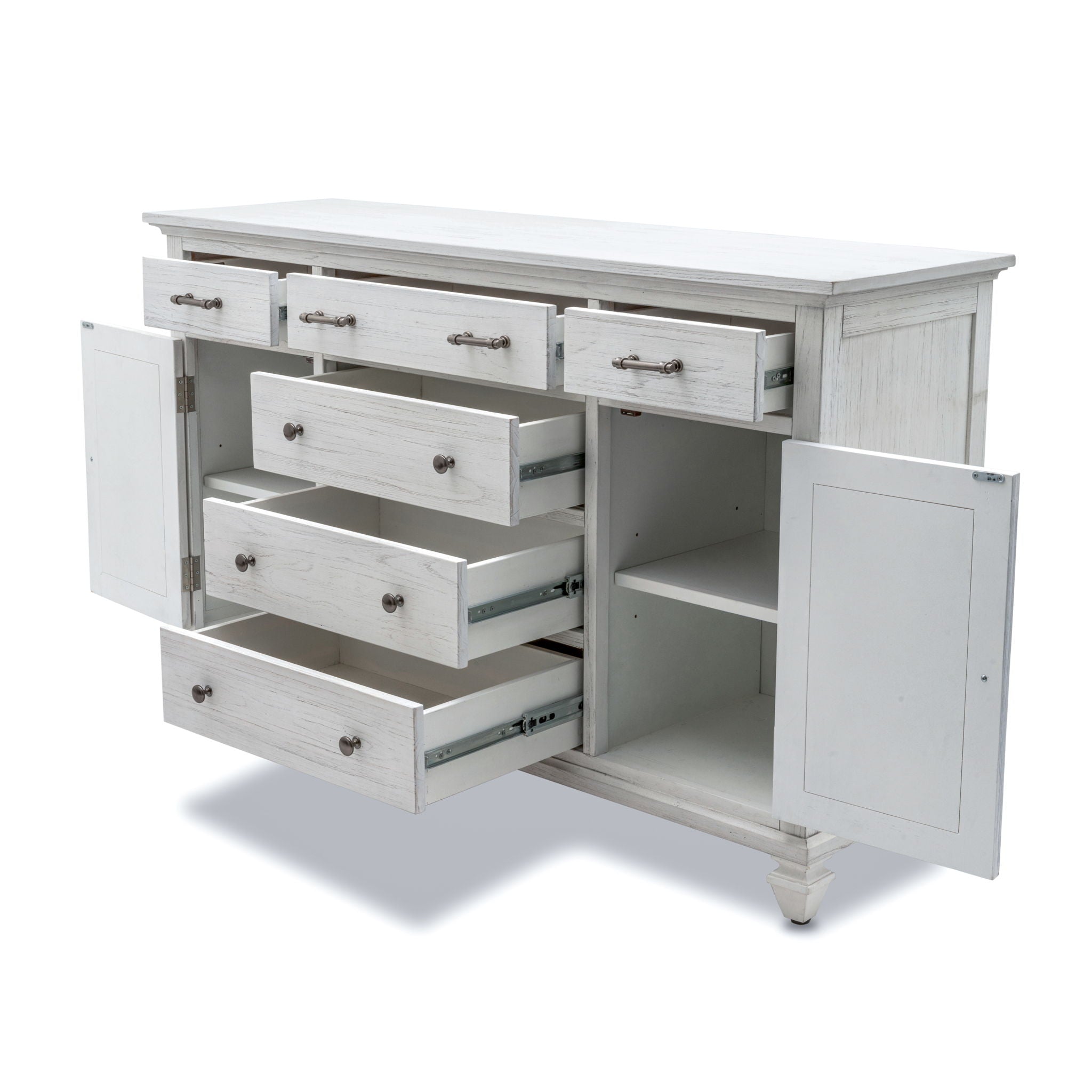 Surfside - 6 Drawer / 2 Door Dresser - Weathered White