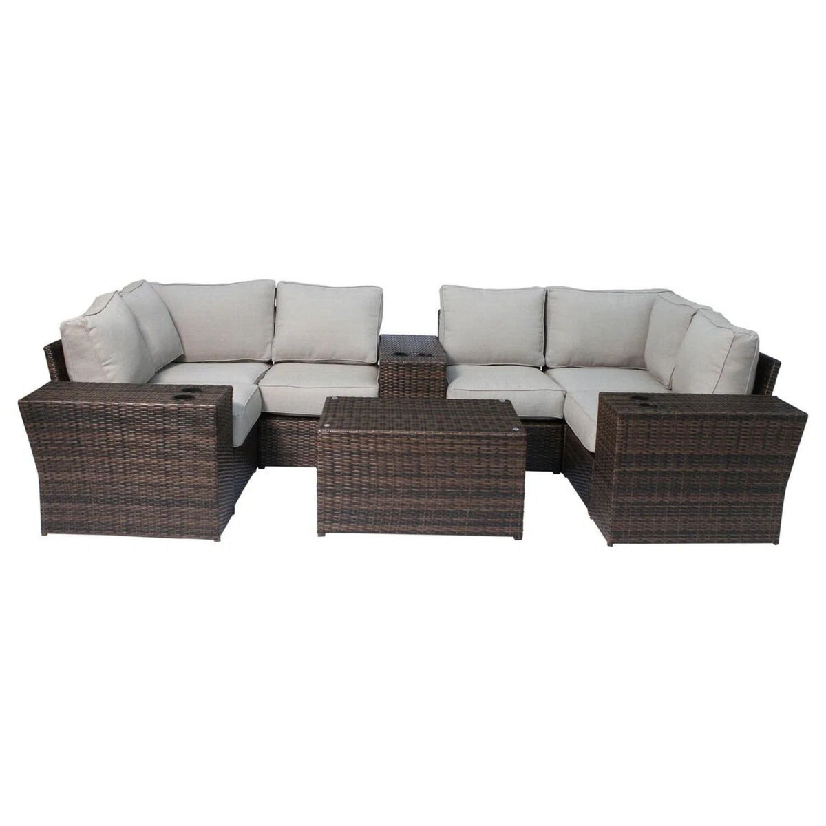 Winsford - Rattan Sectional Seating Group With Cushions, 4 Person Capacity - Espresso