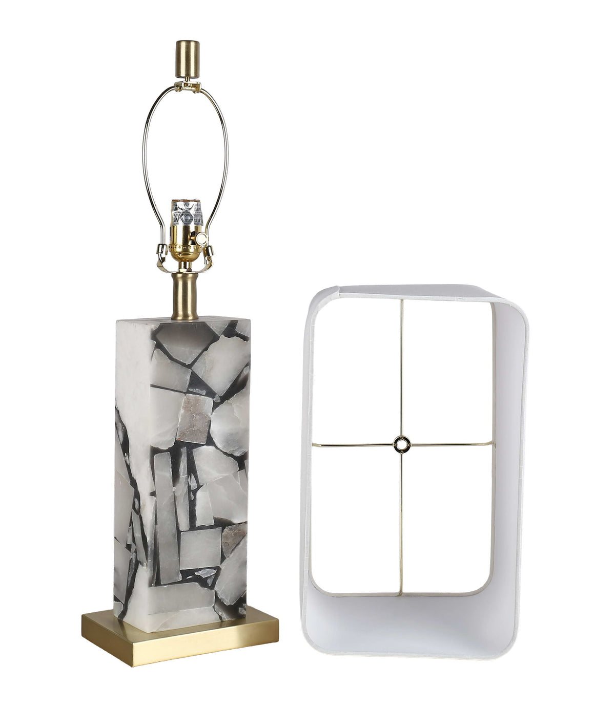 "Alabaster Mosaic" Alabaster Table Lamp (Set of 2) - Alabaster / Soft Gold