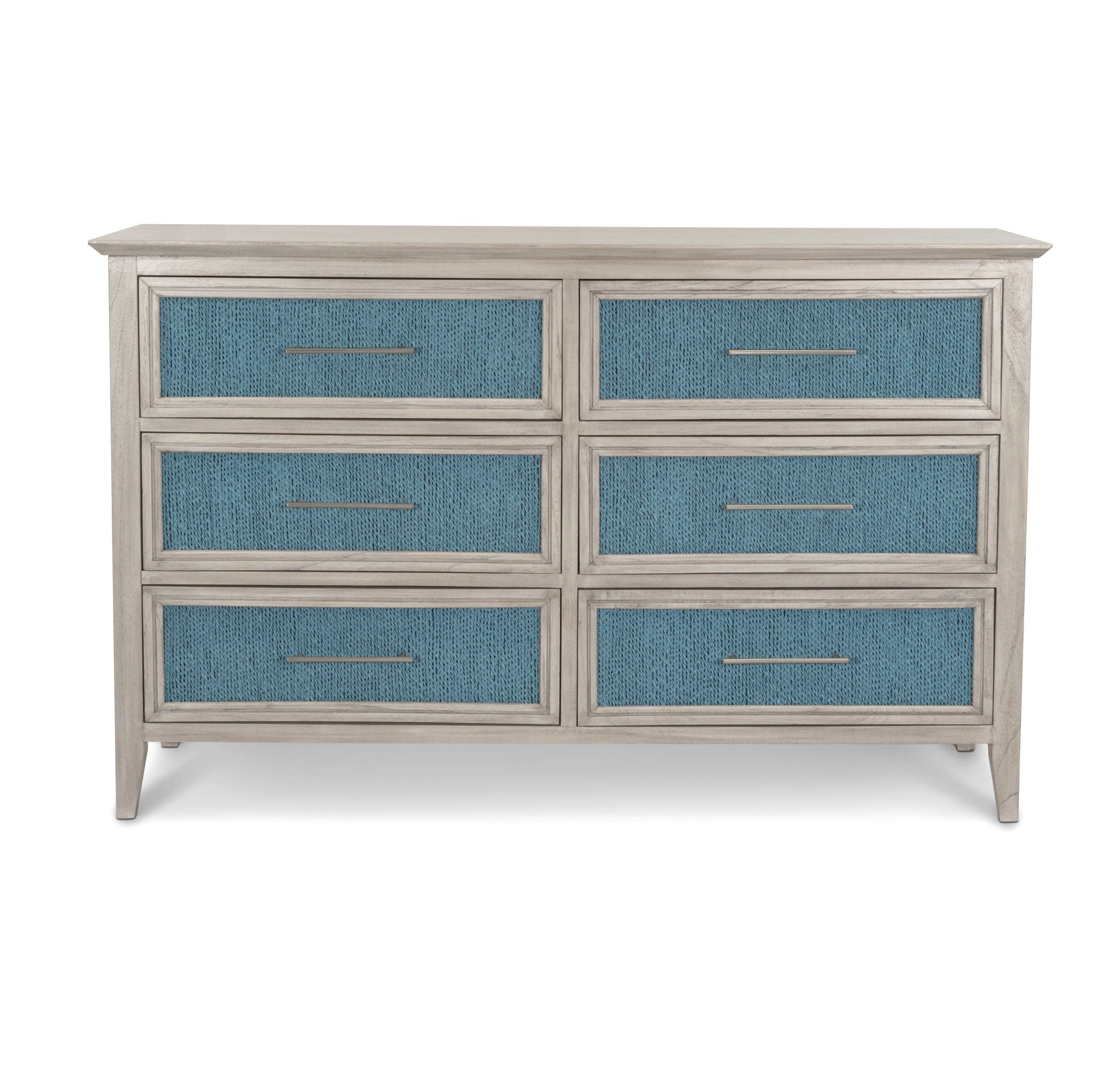 Ocean Isles - 6 Drawer Woven Dresser - Ocean Blue / Aged Ivory