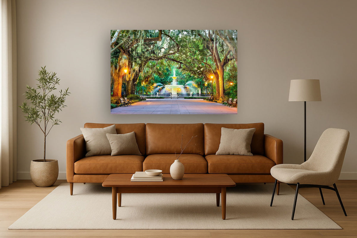 Tempered Glass With Foil - Forsyth Park Savannah - Green