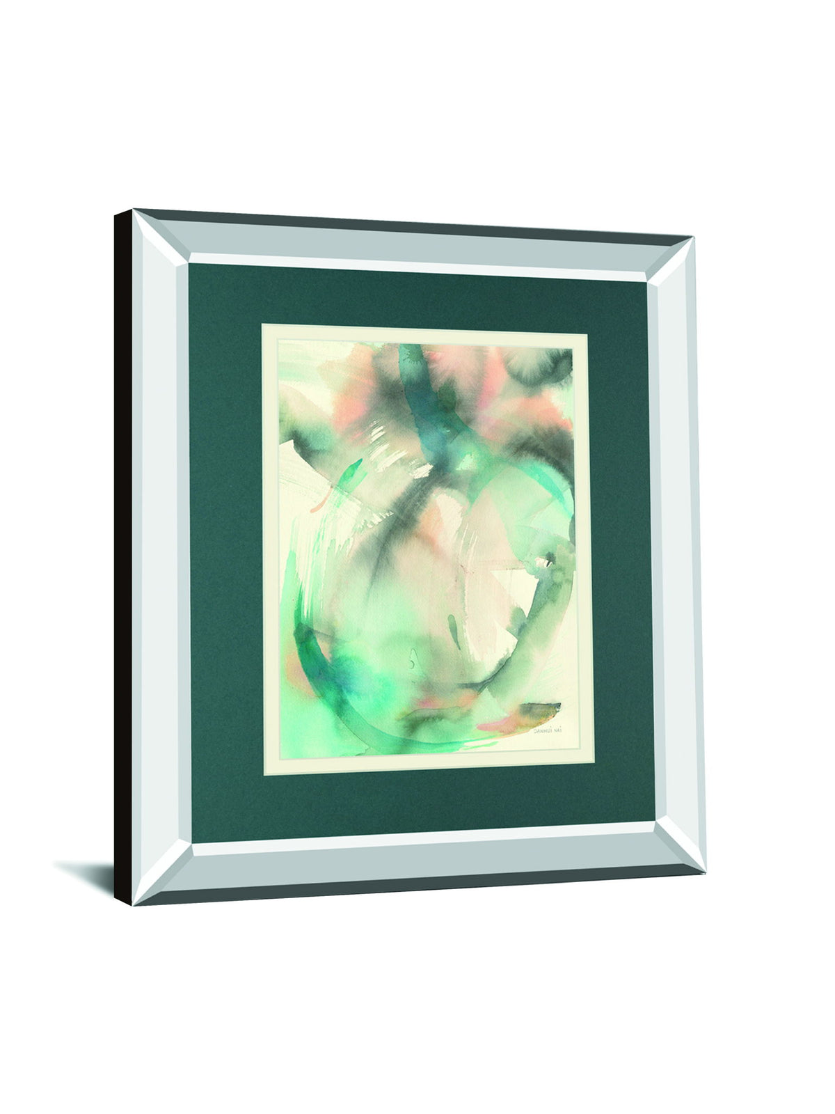 In Motion II By Danhui Nai Mirrored Frame - Blue