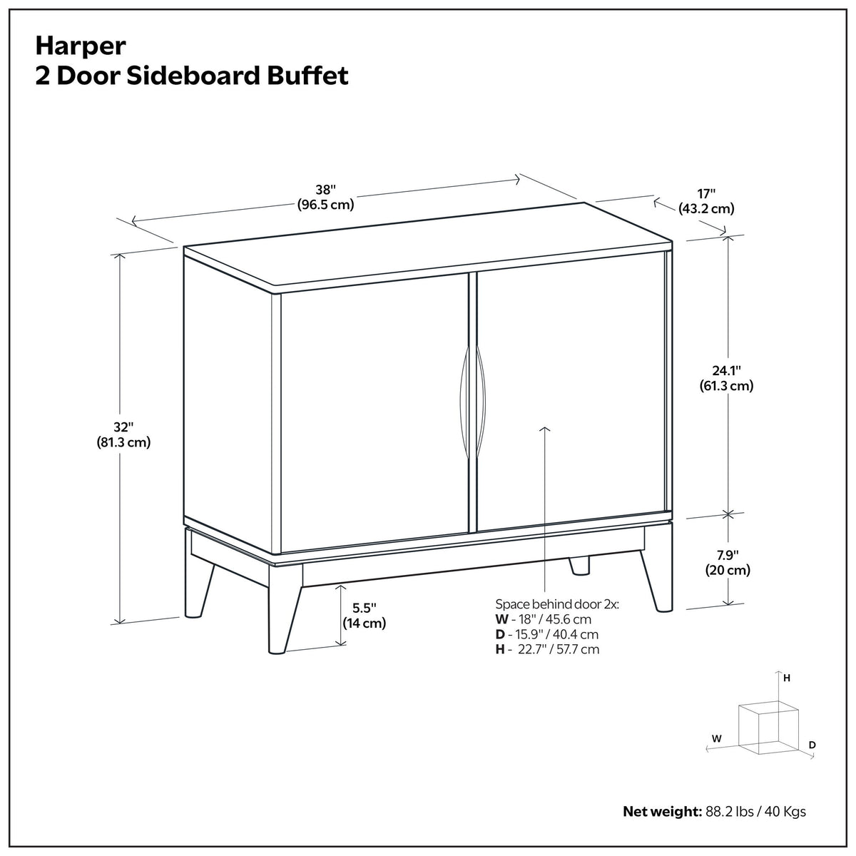 Harper - 2 Door Sideboard Buffet - Walnut Brown