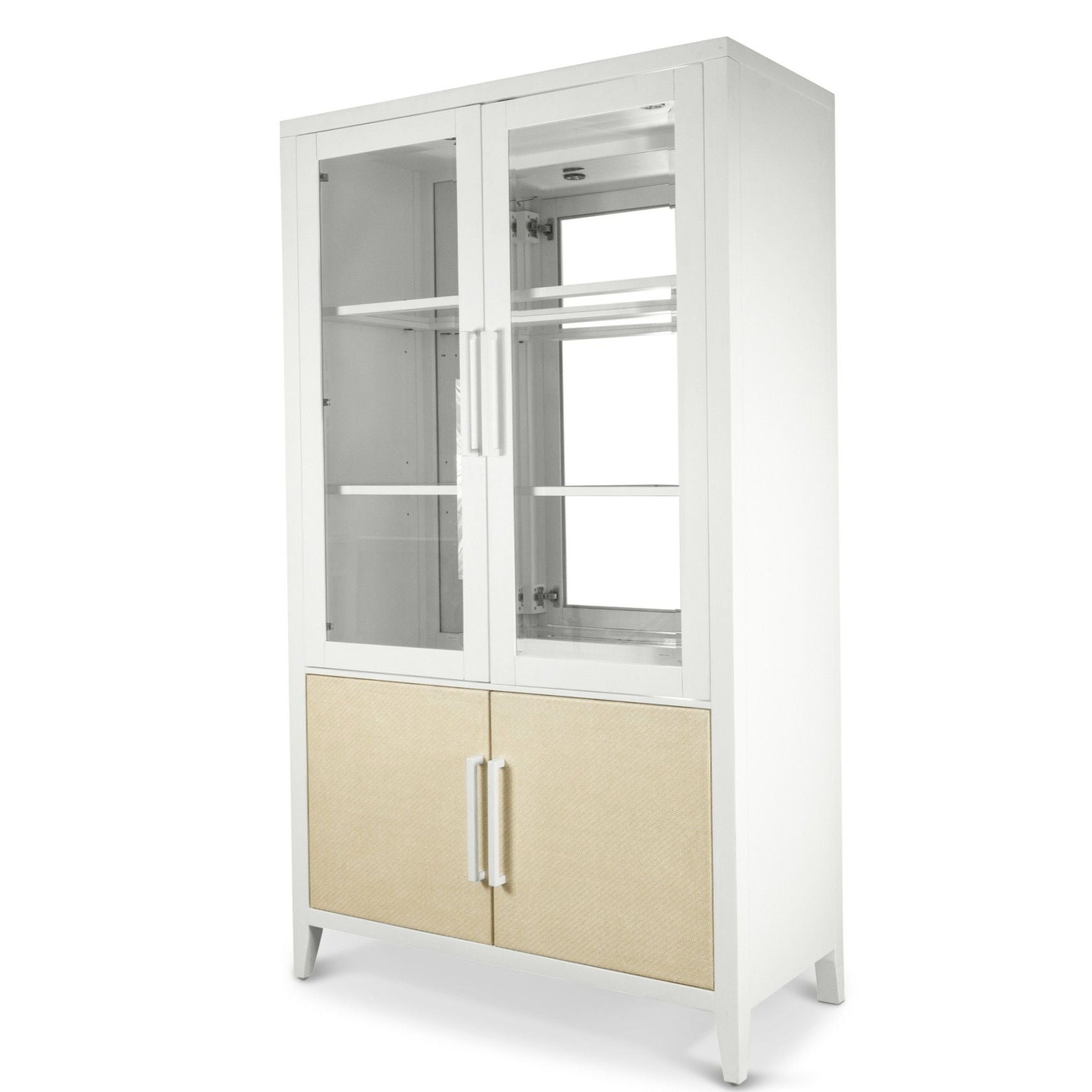 Miramar - Curio With Touch Lighting - Sand / Stark White