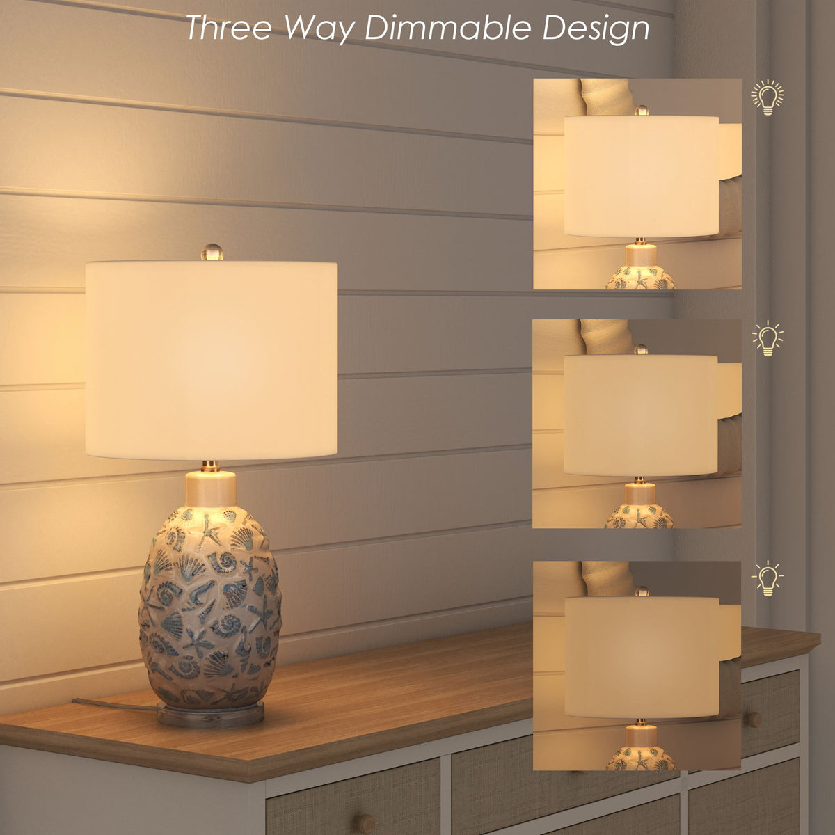 Jenny - Ceramic Table Lamp (Set of 2) - White / Blue