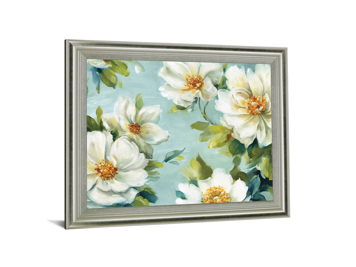 Petal Breeze - 28" x 34" Framed Wall Art - Light Blue
