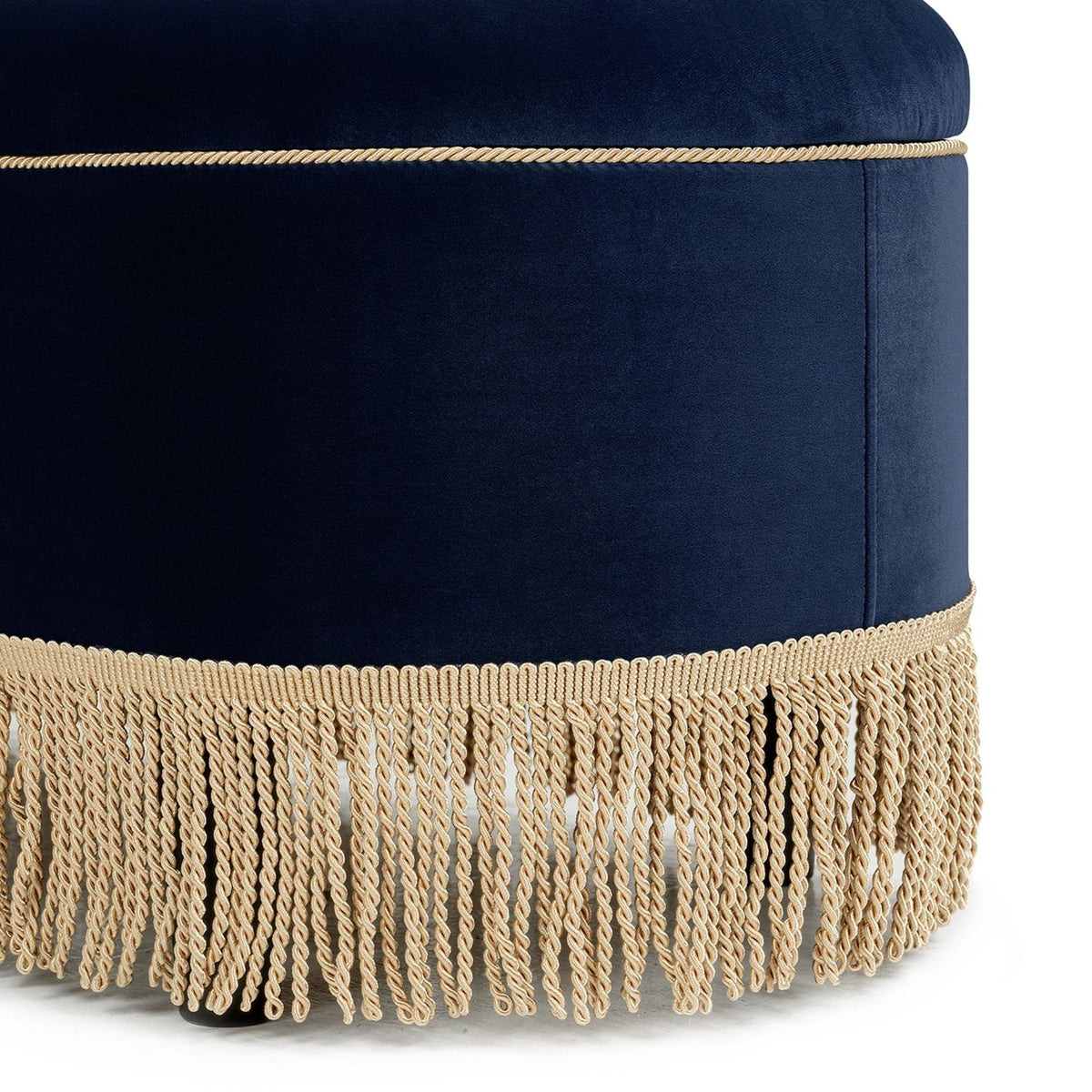 Melinda - Oval Tufted Bullion Fringe Storage Bench