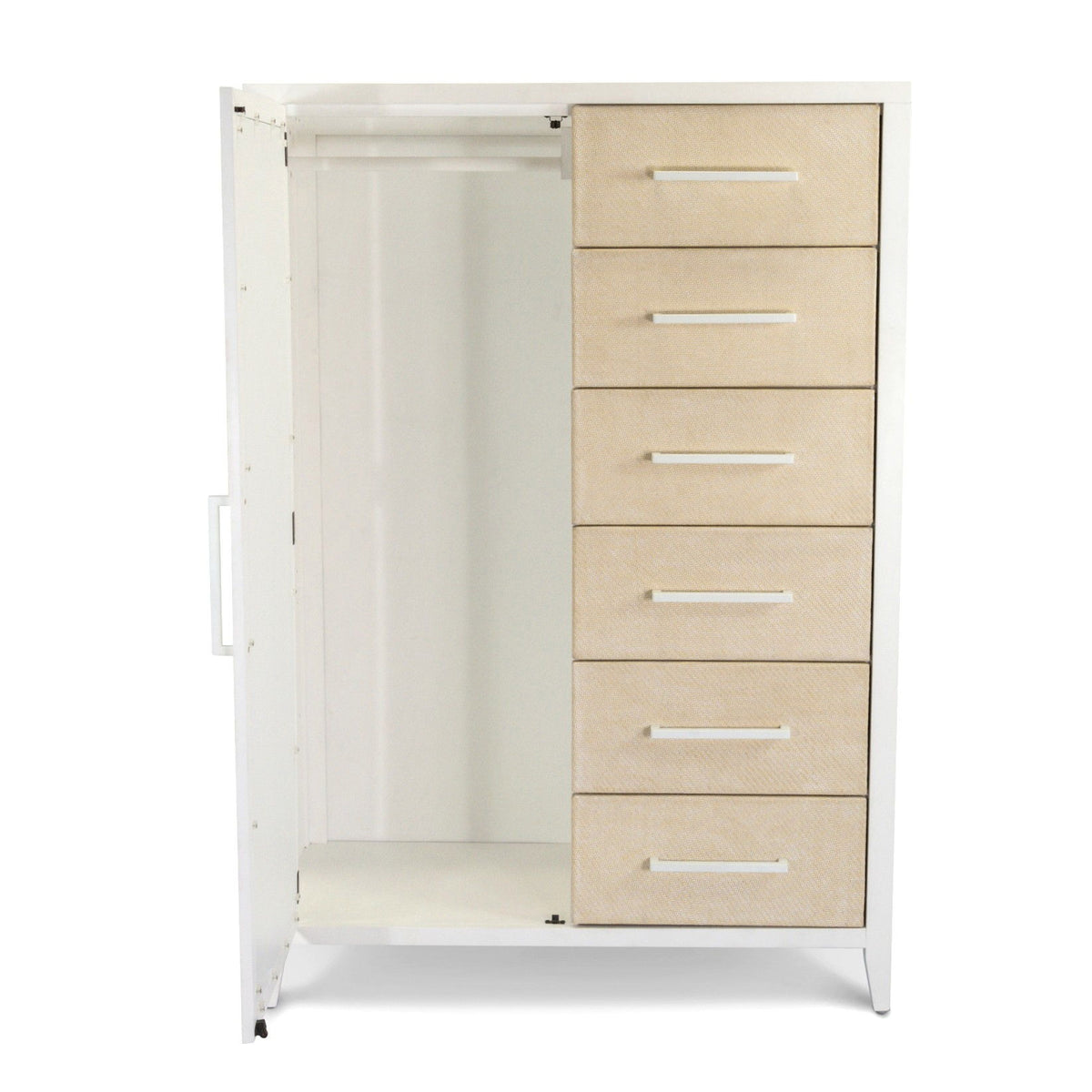 Miramar - Woven Mirrored Door Chest - Sand / Stark White