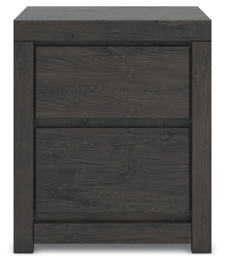 Fraluna - Two Drawer Night Stand - Charcoal