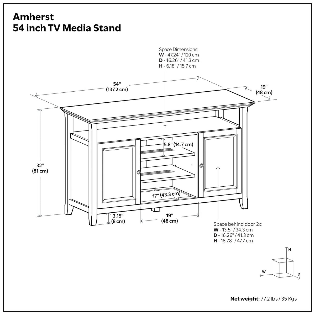 Amherst - TV Media Stand - Rustic Natural Aged Brown
