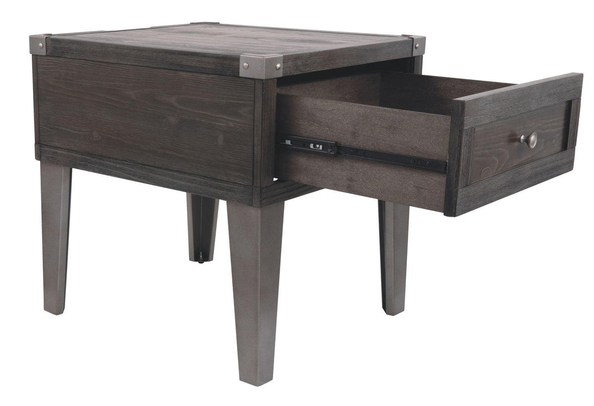 Todoe - Rectangular End Table - Dark Gray