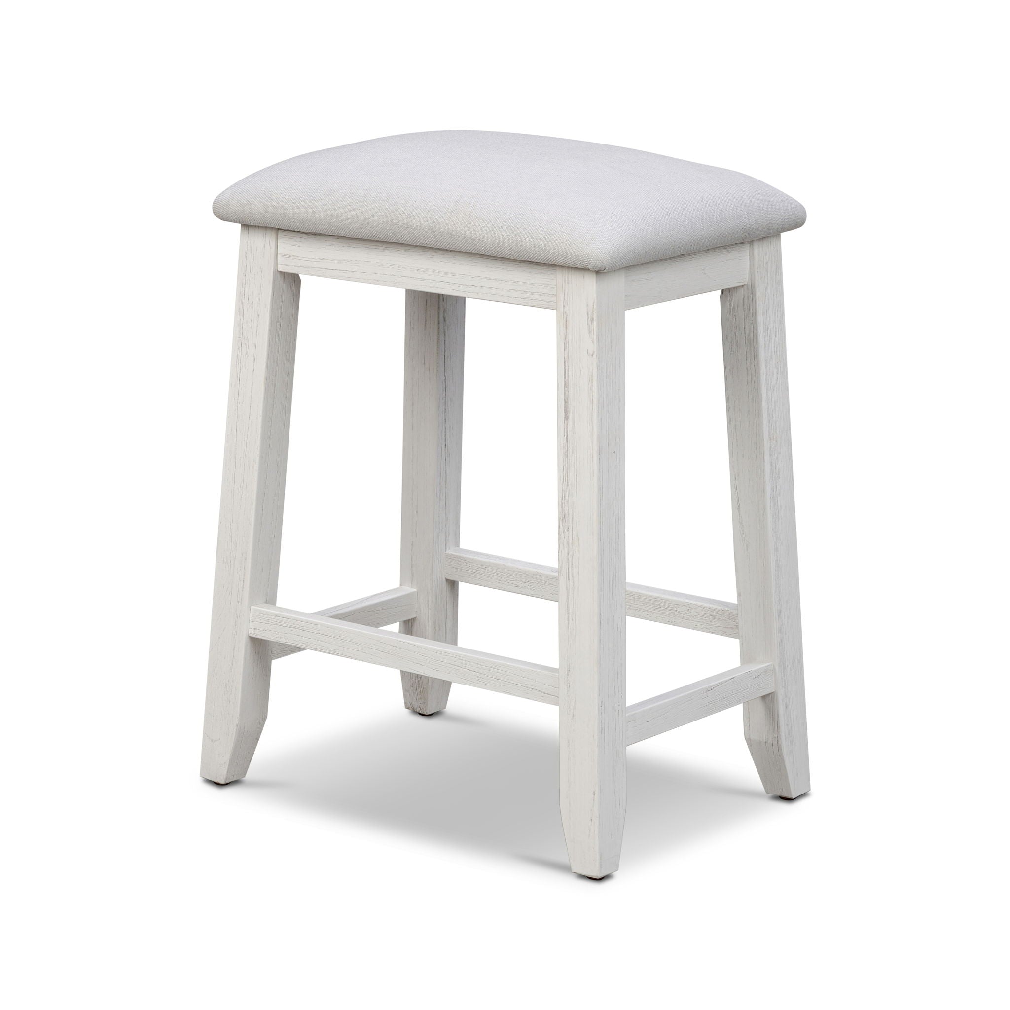 Surfside - Backless Upholstered Stool - Weathered White / Gray