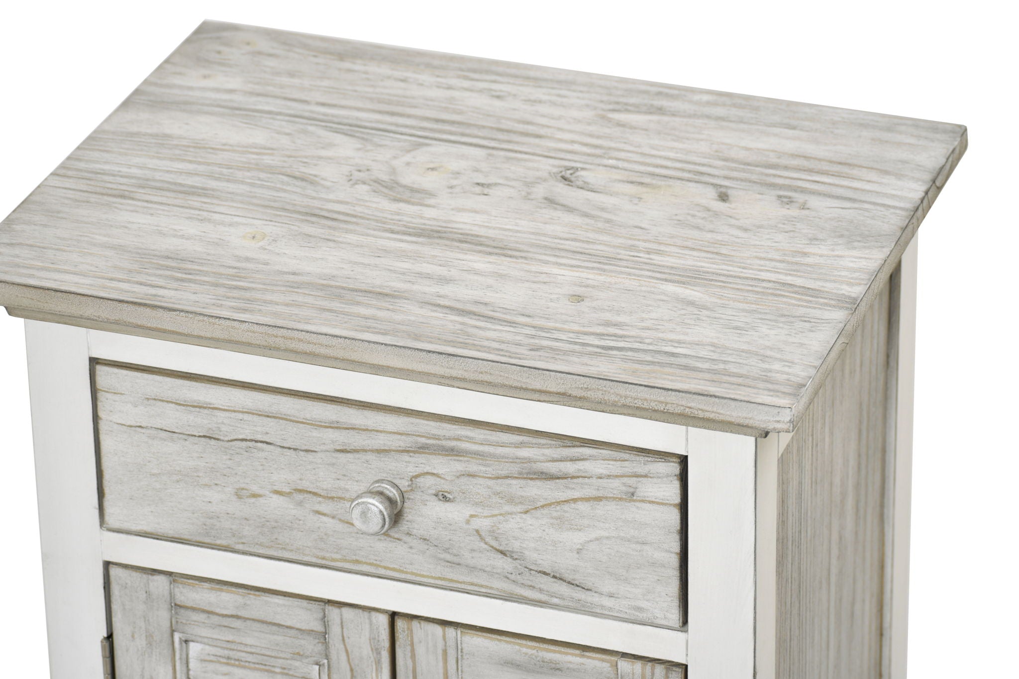 Islamorada - 1 Drawer And 2 Door Nightstand With Power Strip And USB-A Port - Dapple Gray / Blanc