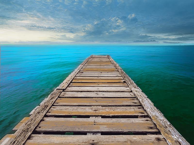 Ocean So Blue By Mike Calascibetta (Framed Small) - Blue