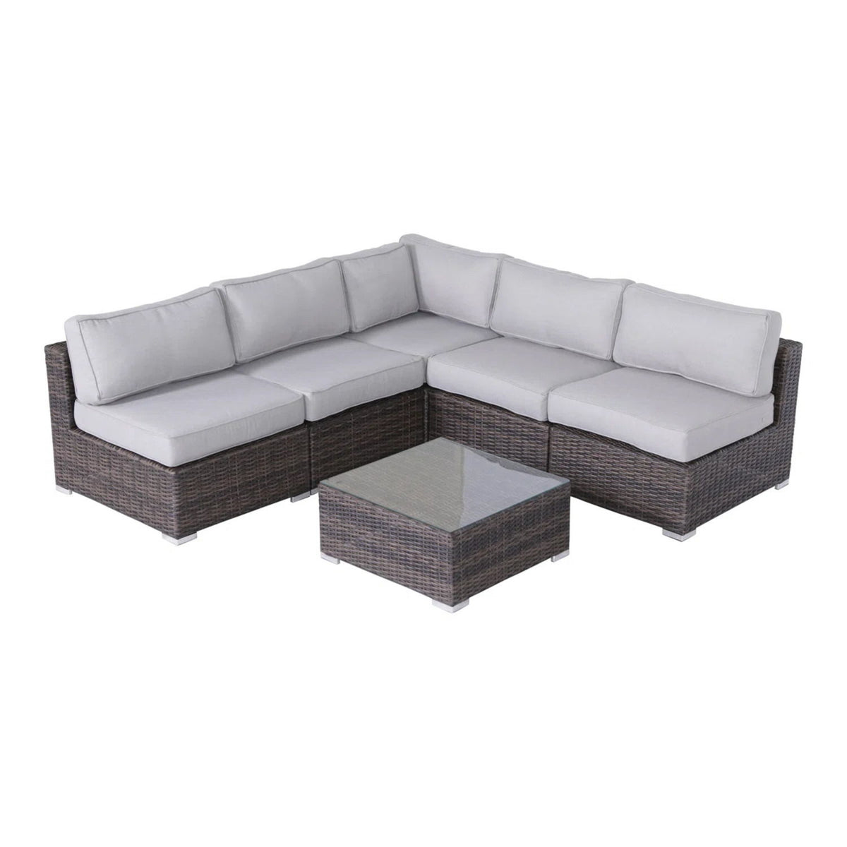 4 Person Seating Set With Cushions - Brown / Gray