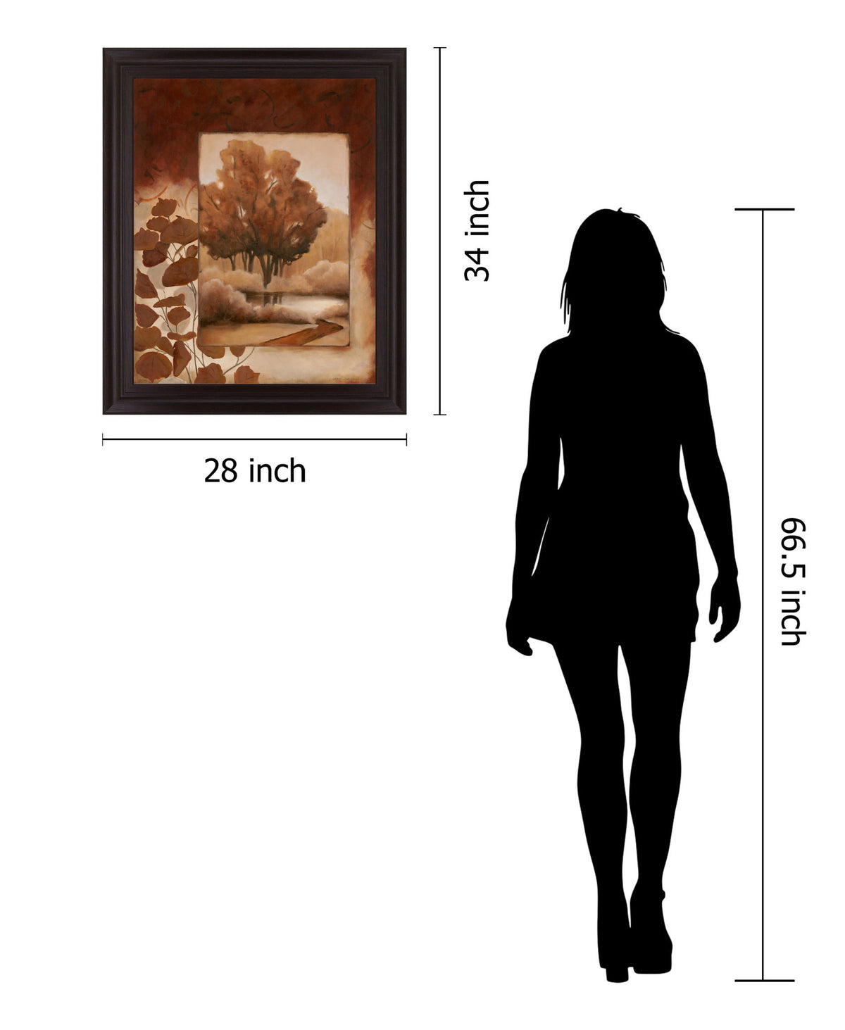 Copper Serenity - 28" x 34" Framed Wall Art - Dark Brown