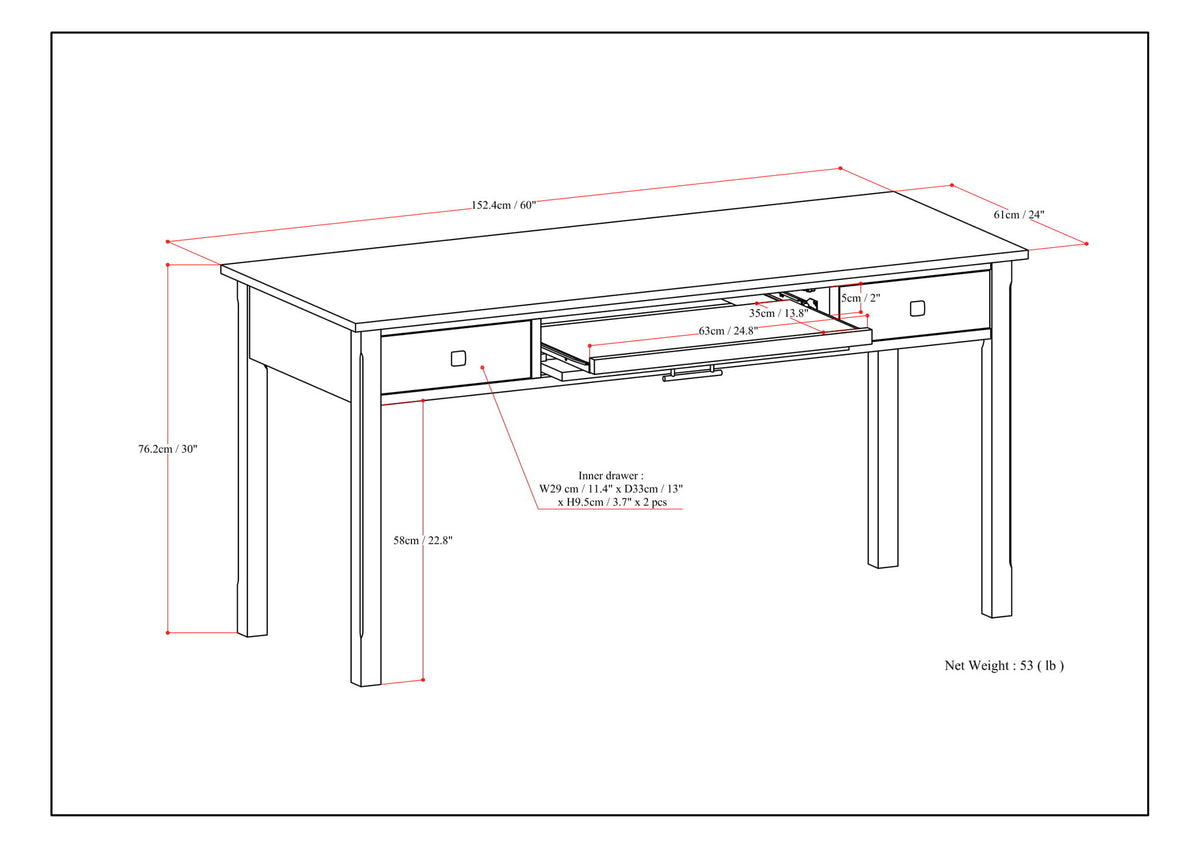 Avalon - Large Desk - Tobacco Brown