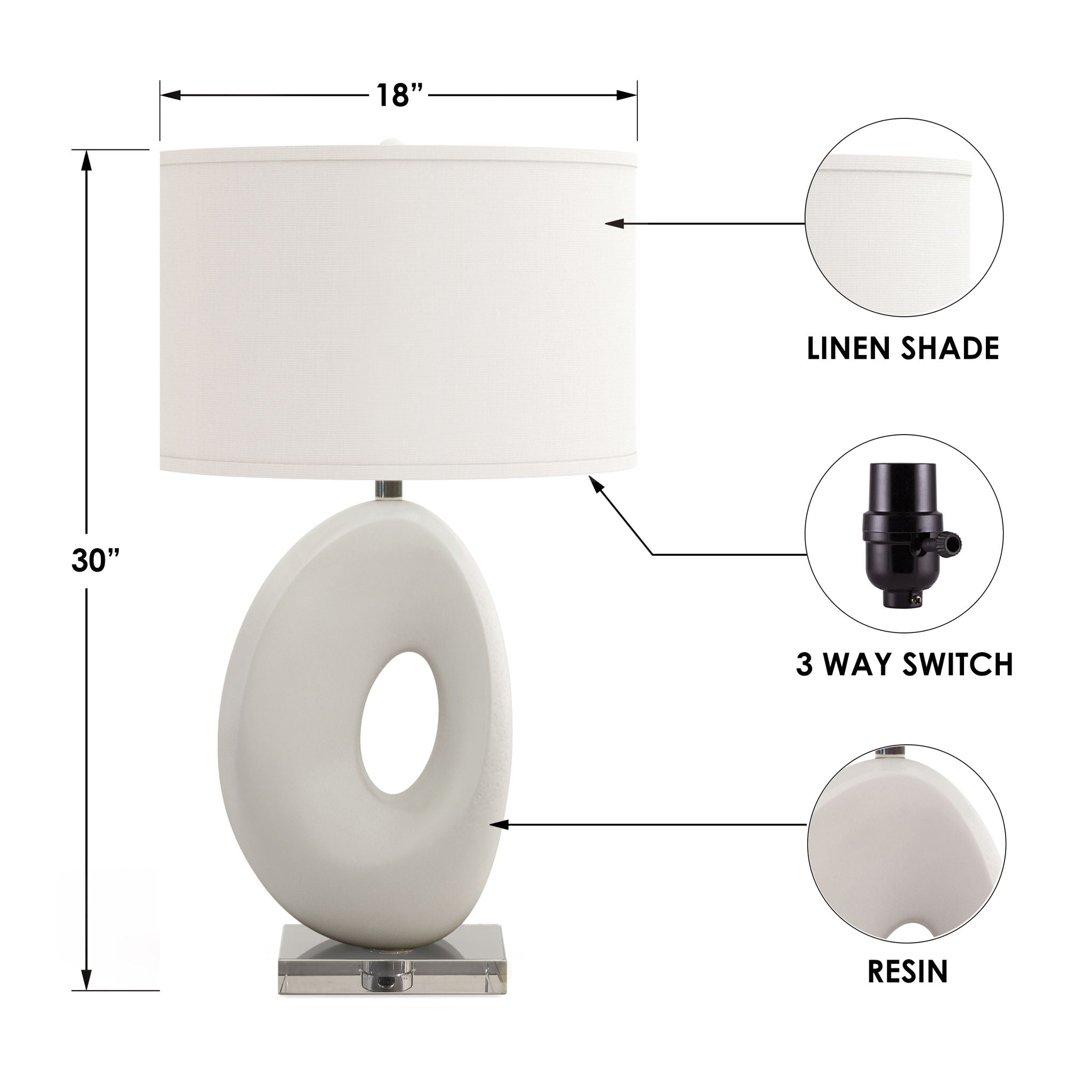 Eva - Resin Table Lamp With Organic Shape And White - White