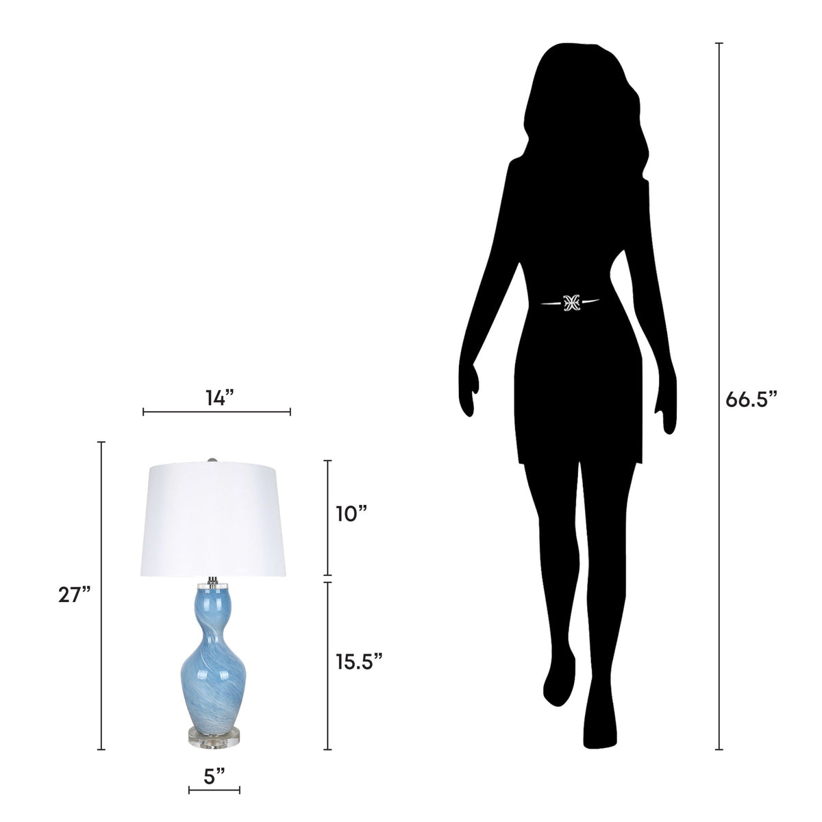 "Azure Elegance" Art Glass Table Lamp (Set of 2) - Blue Art Glass
